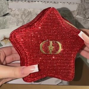 Dior Red Star-Shaped Glitter designer Pouch